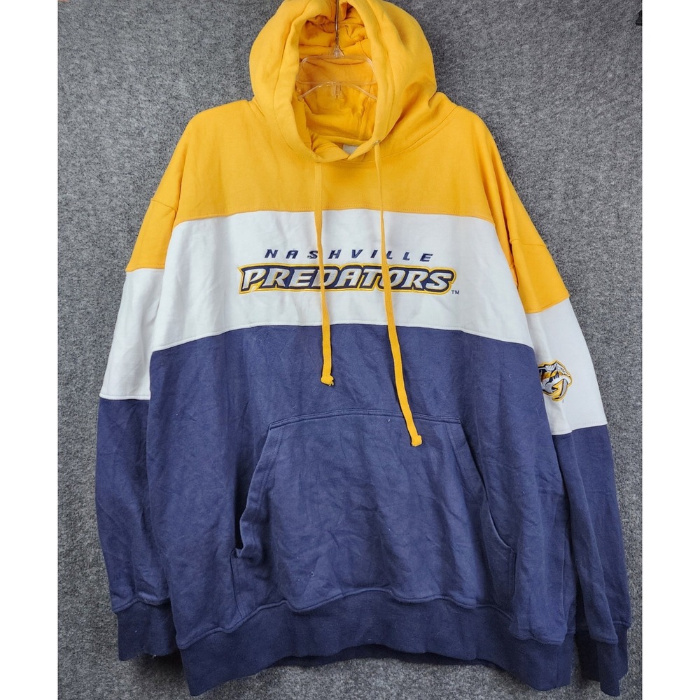 Fanatics Nashville Predators Hoodie Mens 3XLT Gold‎ White Navy NHL Colorblock